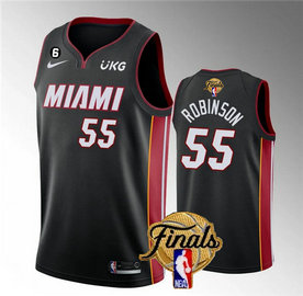 Heat 55 Duncan Robinson Black Nike 2023 NBA Finals NO.6 Patch Swingman Jersey