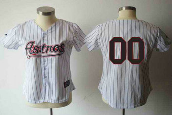 Houston Astros White Black Strip Women Custom Jerseys