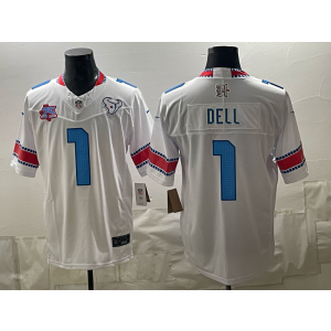 Houston Texans 1 Tank Dell White 2026 Rivalries F.U.S.E. Vapor Limited Men Jersey with 25th Patch