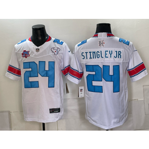 Houston Texans 24 Derek Stingley Jr. White 2026 Rivalries F.U.S.E. Vapor Limited Men Jersey with 25th Patch
