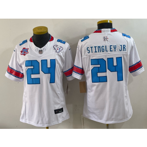 Houston Texans 24 Derek Stingley Jr. White 2026 Rivalries F.U.S.E. Vapor Limited Women Jersey with 25th Patch