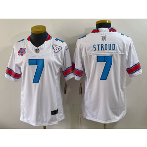 Houston Texans 7 C.J. Stroud White 2026 Rivalries F.U.S.E. Vapor Limited Women Jersey with 25th Patch
