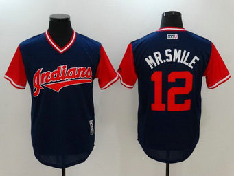 Indians 12 Francisco Lindor Mr. Smile Majestic Navy 2017 Players Weekend Team Nickname Jersey
