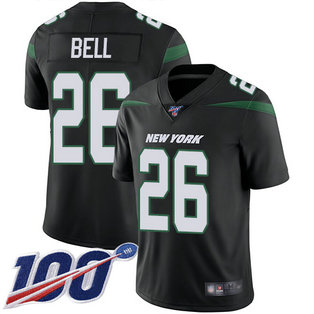 Jets #26 Le'Veon Bell Black Alternate Men's Stitched Football 100th