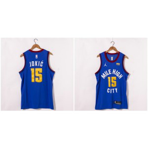 Jordan NBA Nuggets 15 Nikola Jokic Blue Swingman Men Jersey