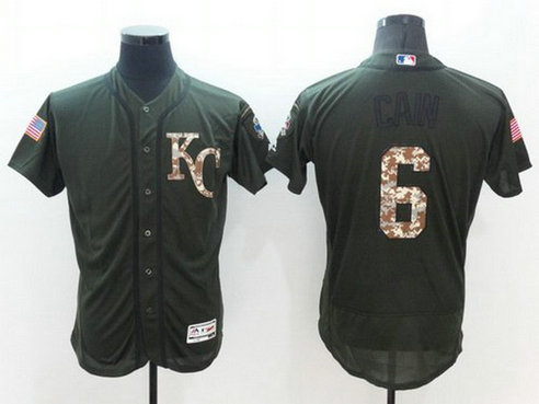 Kansas City Royals #6 Lorenzo Cain Green Salute To Service 2016 Flexbase Majestic Baseball Jersey