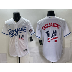 Kansas City Royals 14 Caglianone White USA 250 Fourth of July Men Jersey