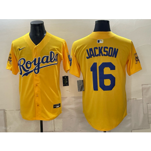 Kansas City Royals 16 Jackson Yellow Men Jersey