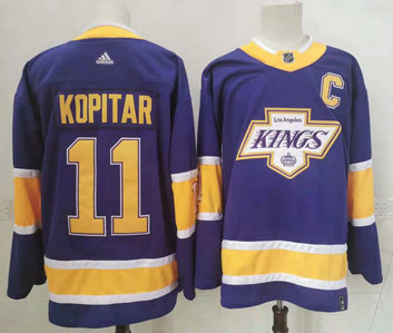 Kings 11 Anze Kopitar Purple 2020-21 Reverse Retro Adidas Jersey