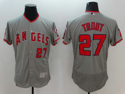 LA Angels Of Anaheim #27 Mike Trout Gray Road 2016 Flexbase Majestic Baseball Jersey