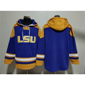 LSU Tigers Blank Purple Yellow Ageless Must Have Lace-Up Pullover Hoodie