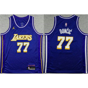 Lakers 77 Luka Doncic Purple Jordan Youth Jersey