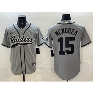 Las Vegas Raiders 15 Mendoza Grey Baseball Vapor Limited Men Jersey