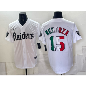 Las Vegas Raiders 15 Mendoza White Mexico Baseball Vapor Limited Men Jersey Las Vegas Raiders 15 Mendoza White Mexico Baseball Vapor Limited Men Jersey