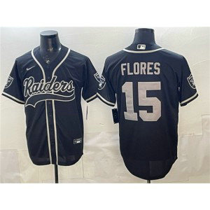 Las Vegas Raiders 15 Tom Flores Black Baseball Vapor Limited Men Jersey