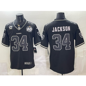 Las Vegas Raiders 34 Jackson Black Vapor Limited Men Jersey with C Patch and 60th Pacth