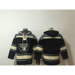Las Vegas Raiders Blank Black Ageless Must-Have Lace-Up Pullover Hoodie