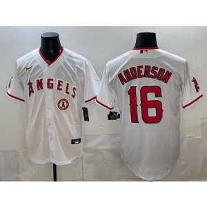 Los Angeles Angels 16 Anderson White Cool Base Men Jersey