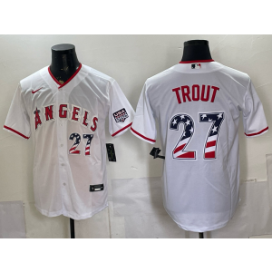 Los Angeles Angels 27 Mike Trout White USA 250 Fourth of July Cool Base Men Jersey
