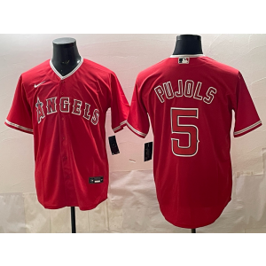Los Angeles Angels 5 Pujols Red Cool Base Men Jersey