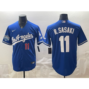 Los Angeles Dodgers 11 R.Sasaki Blue Champion Alternate Stadium Cool Base Men Jersey