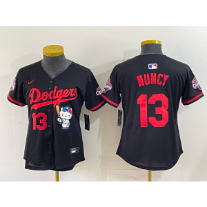 Los Angeles Dodgers 13 Muncy Black Hello Kitty Cool Base Women Jersey
