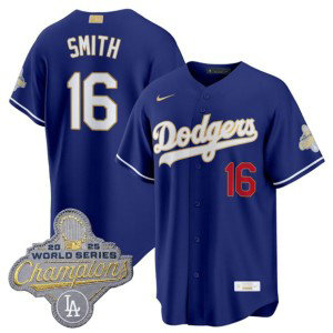 Los Angeles Dodgers 16 Will Smith Royal 2026 Gold Champion Cool Base Men Jersey