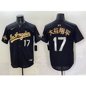 Los Angeles Dodgers 17 大谷翔平 Black Gold Champion Cool Base Men Jersey