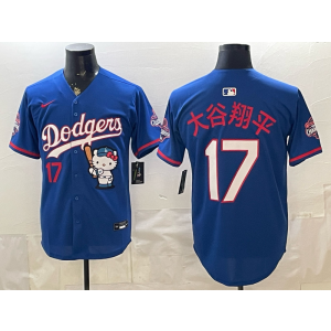 Los Angeles Dodgers 17 大谷翔平 Blue Hello Kitty Cool Base Men Jersey Los Angeles Dodgers 17 大谷翔平 Blue Hello Kitty Cool Base Men Jersey