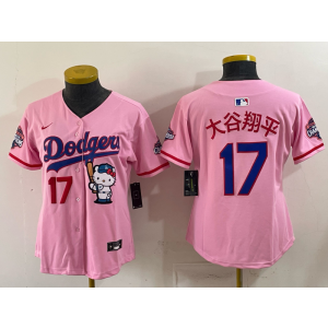 Los Angeles Dodgers 17 大谷翔平 Pink Hello Kitty Cool Base Women Jersey
