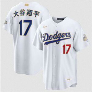 Los Angeles Dodgers 17 大谷翔平 White 2026 Gold Champion Cool Base Men Jersey Los Angeles Dodgers 17 大谷翔平 White 2026 Gold Champion Cool Base Men Jersey