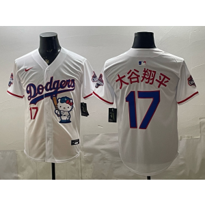 Los Angeles Dodgers 17 大谷翔平 White Hello Kitty Cool Base Men Jersey Los Angeles Dodgers 17 大谷翔平 White Hello Kitty Cool Base Men Jersey