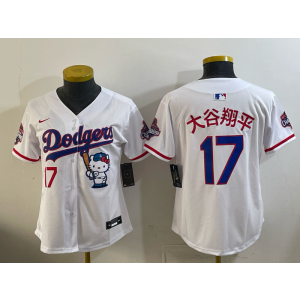 Los Angeles Dodgers 17 大谷翔平 White Hello Kitty Cool Base Women Jersey