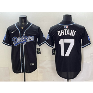 Los Angeles Dodgers 17 Ohtani Black Champion Cool Base Men Jersey