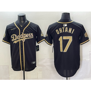 Los Angeles Dodgers 17 Ohtani Black Gold Champion Cool Base Men Jersey