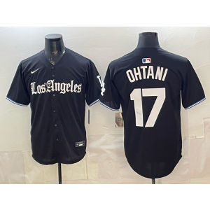Los Angeles Dodgers 17 Ohtani Black Gothic Cool Base Men Jersey Los Angeles Dodgers 17 Ohtani Black Gothic Cool Base Men Jersey