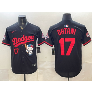 Los Angeles Dodgers 17 Ohtani Black Hello Kitty Cool Base Men Jersey