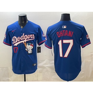 Los Angeles Dodgers 17 Ohtani Hello Kitty Blue Cool Base Men Jersey