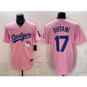 Los Angeles Dodgers 17 Ohtani Pink Hello Kitty Cool Base Men Jersey Los Angeles Dodgers 17 Ohtani Pink Hello Kitty Cool Base Men Jersey