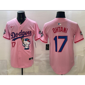Los Angeles Dodgers 17 Ohtani Pink Hello Kitty Cool Base Men Jersey