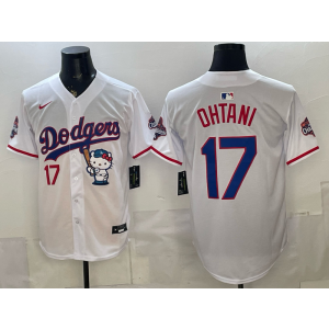 Los Angeles Dodgers 17 Ohtani White Hello Kitty Cool Base Men Jersey