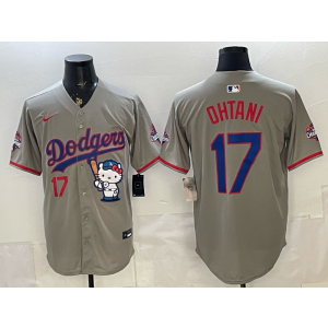 Los Angeles Dodgers 17 Shohei Ohtani Grey Hello Kitty Cool Base Men Jersey