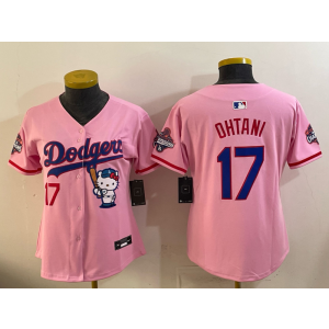 Los Angeles Dodgers 17 Shohei Ohtani Pink Hello Kitty Cool Base Women Jersey