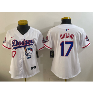 Los Angeles Dodgers 17 Shohei Ohtani White Hello Kitty Cool Base Women Jersey