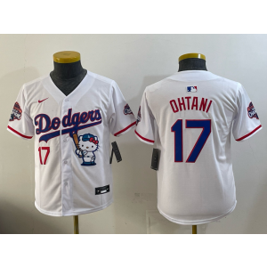 Los Angeles Dodgers 17 Shohei Ohtani White Hello Kitty Cool Base Youth Jersey