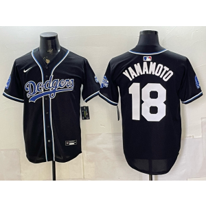 Los Angeles Dodgers 18 Yamamoto Black Champion Cool Base Men Jersey