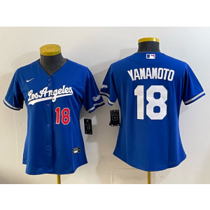 Los Angeles Dodgers 18 Yamamoto Blue Alternate Stadium Cool Base Women Jersey