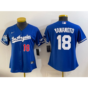 Los Angeles Dodgers 18 Yamamoto Blue Champion Alternate Stadium Cool Base Youth Jersey