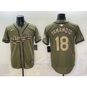 Los Angeles Dodgers 18 Yoshinobu Yamamoto Salute to Service Cool Base Men Jersey