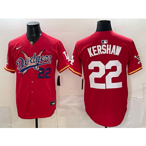 Los Angeles Dodgers 22 Kershaw New Red Cool Base Men Jersey
